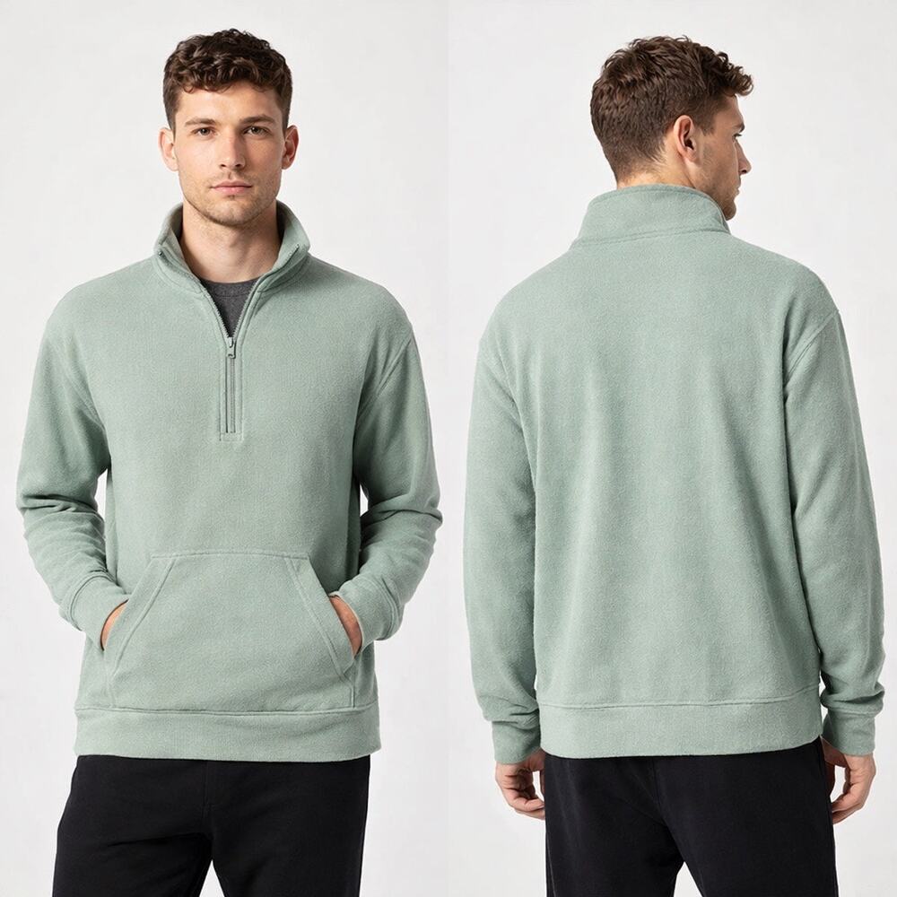Marc New York Super Soft Half Zip Pullover Sweatshirt Sage Medium Unisex